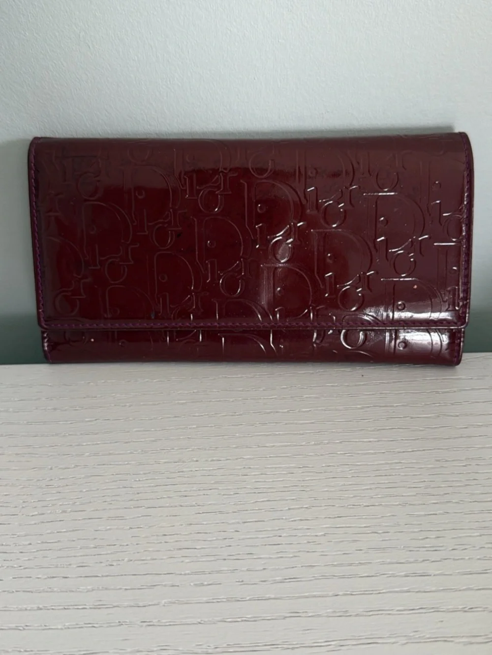 Dior Burgundy Patent Leather Long Wallet - Picture 3 of 7